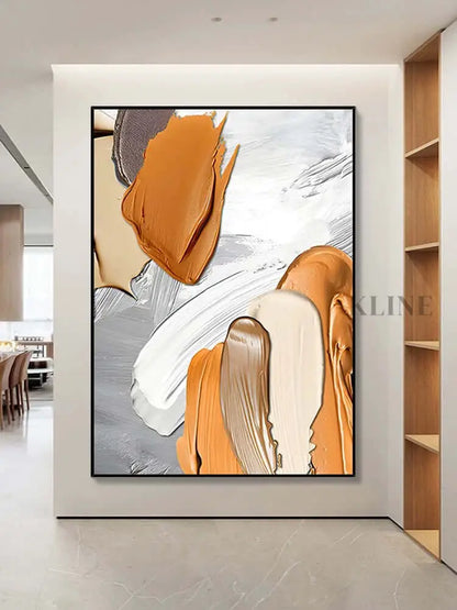 Orange and Brown Textured Wall Art - Hand Painting