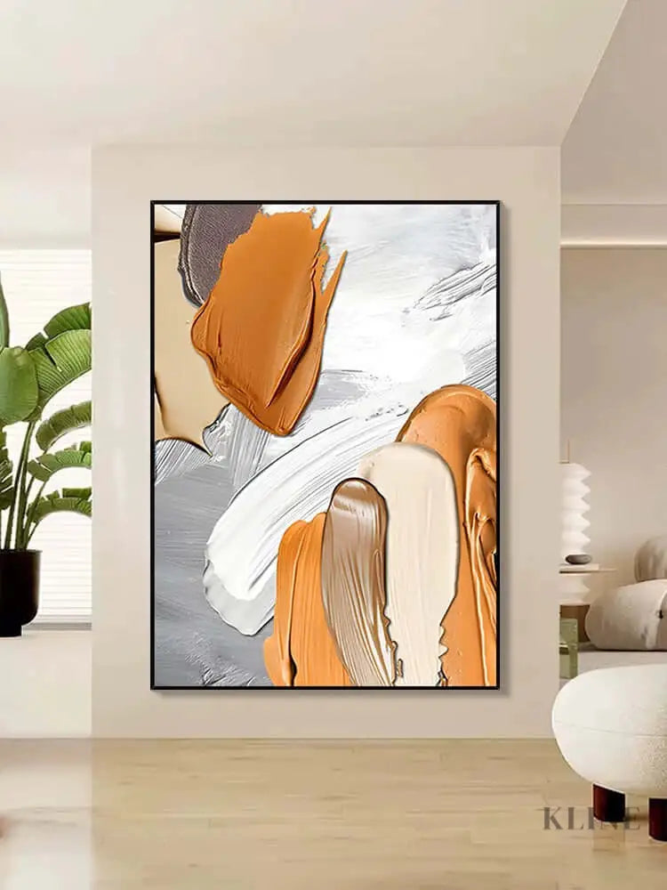 Orange and Brown Textured Wall Art - Hand Painting