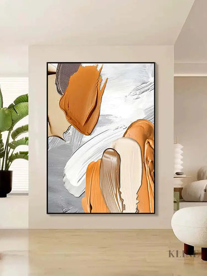 Orange and Brown Textured Wall Art - Hand Painting