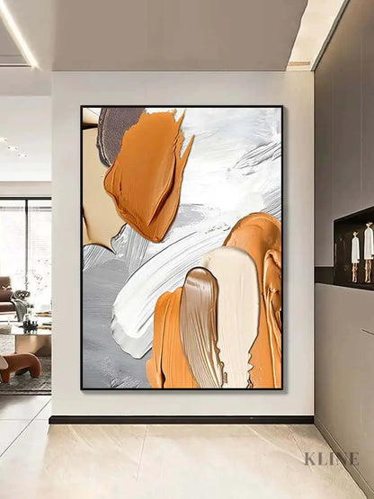 Orange and Brown Textured Wall Art - Hand Painting
