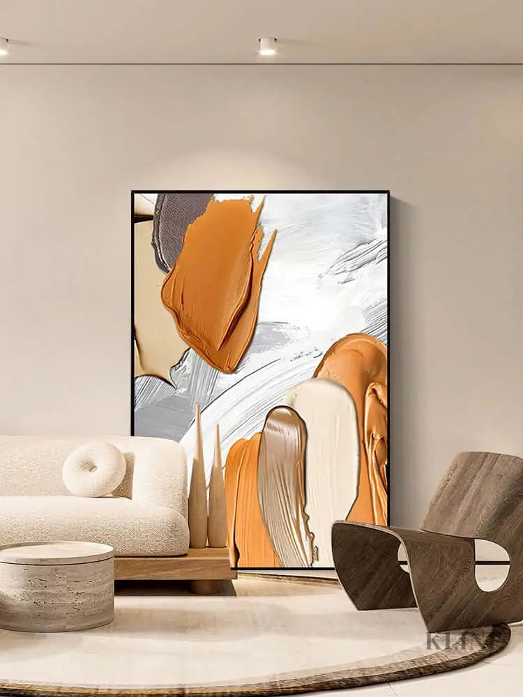 Orange and Brown Textured Wall Art - Hand Painting 