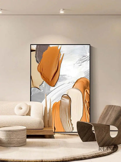 Orange and Brown Textured Wall Art - Hand Painting