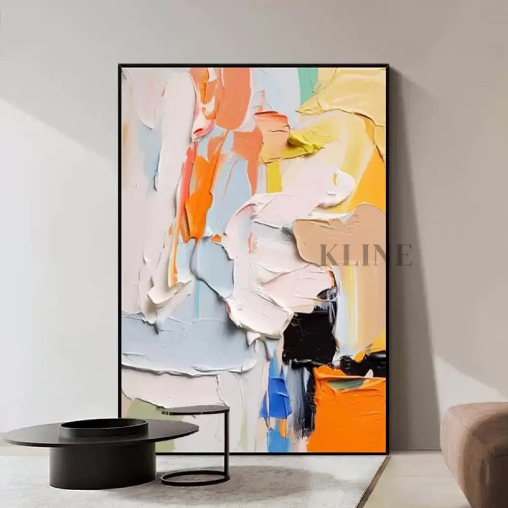 Orange and Multicolor Textured Painting - Hand Painting