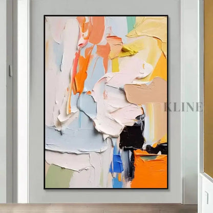 Orange and Multicolor Textured Painting - Hand Painting