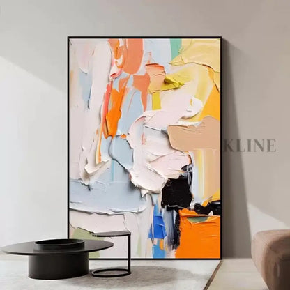 Orange and Multicolor Textured Painting - Hand Painting