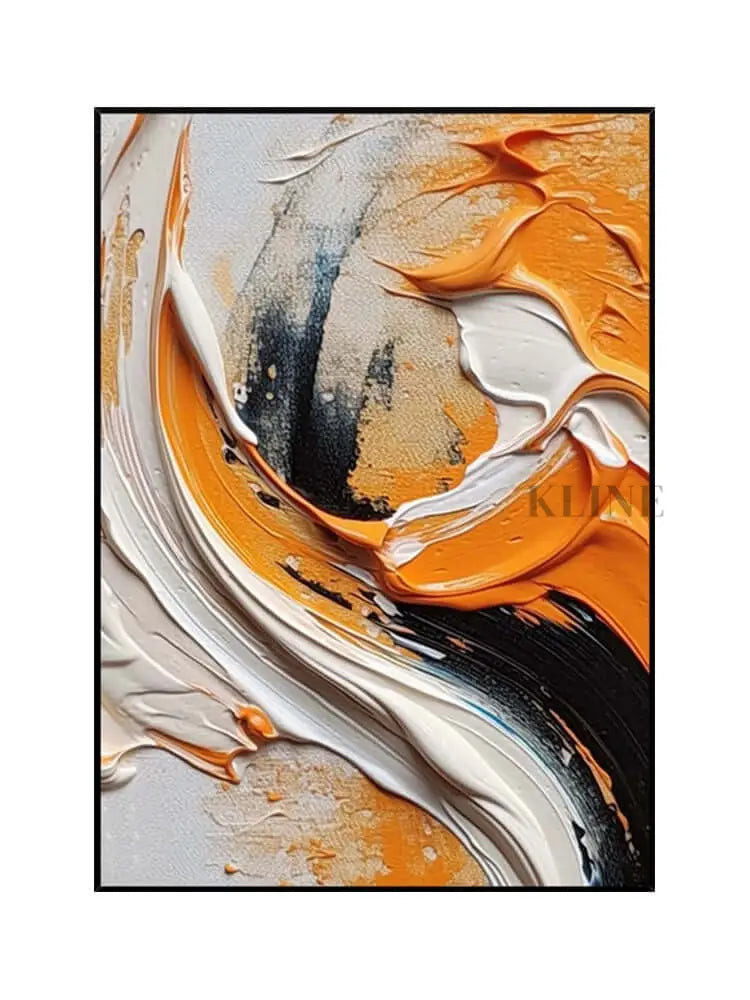 Orange Black and White Heavy Textured Wall Art - Hand Painting