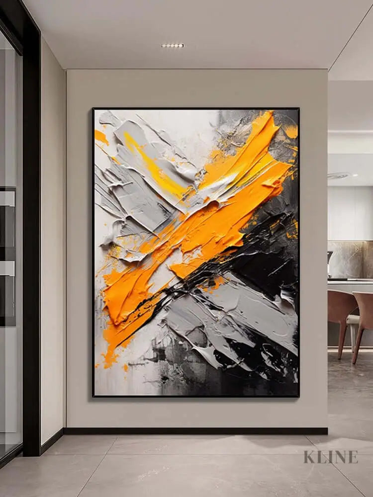 Orange Burst Textured Wall Art - Hand Painting 