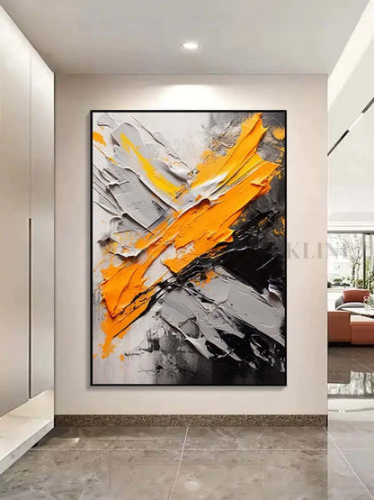 Orange Burst Textured Wall Art - Hand Painting