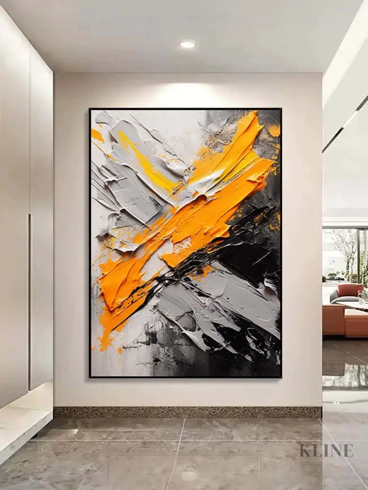 Orange Burst Textured Wall Art - Hand Painting