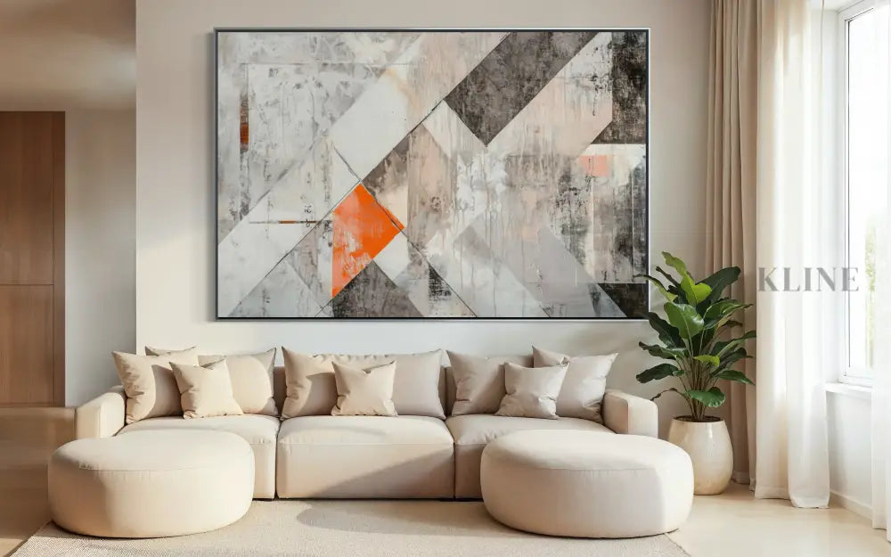 Orange Geometry Study - Hand Painting