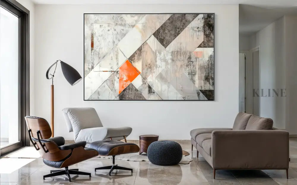 Orange Geometry Study - Hand Painting 