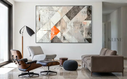 Orange Geometry Study - Hand Painting