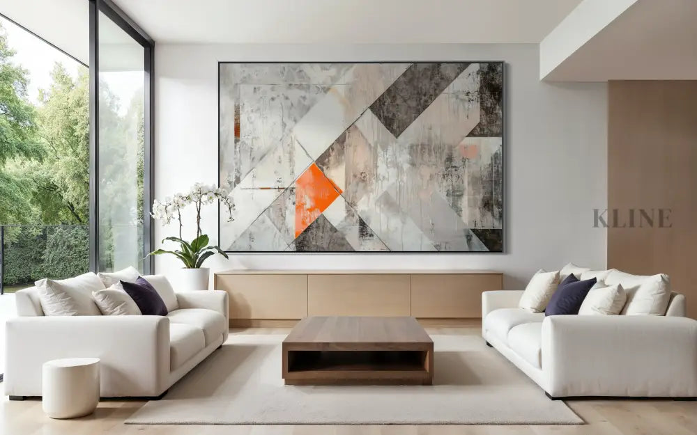 Orange Geometry Study - Hand Painting 