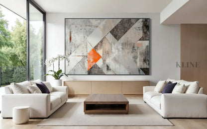 Orange Geometry Study - Hand Painting