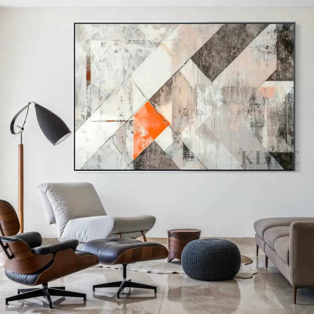 Orange Geometry Study - Hand Painting