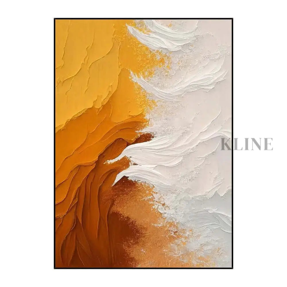 Orange Sun and Sea Textured Painting - Hand Painting