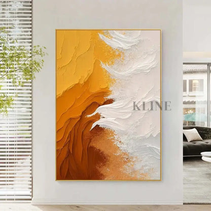 Orange Sun and Sea Textured Painting - Hand Painting