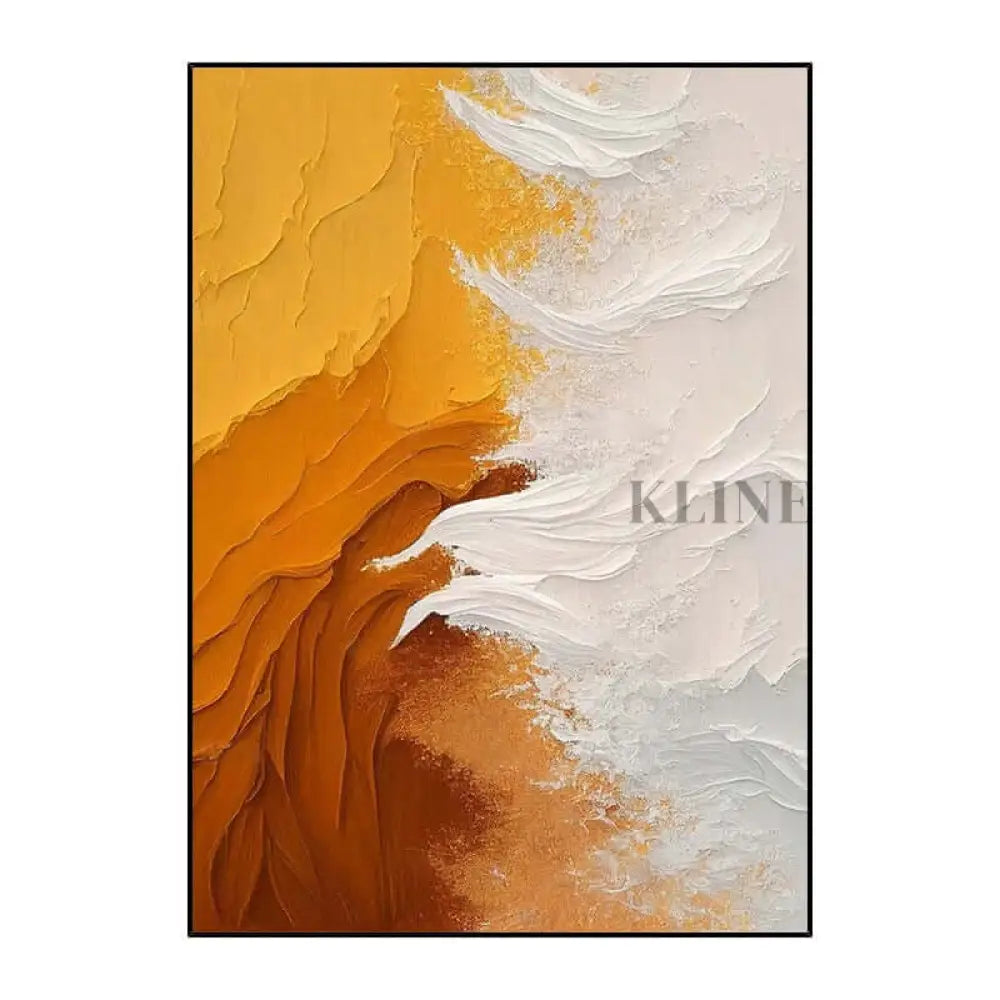 Orange Sun and Sea Textured Painting - Hand Painting Große Wandkunst
