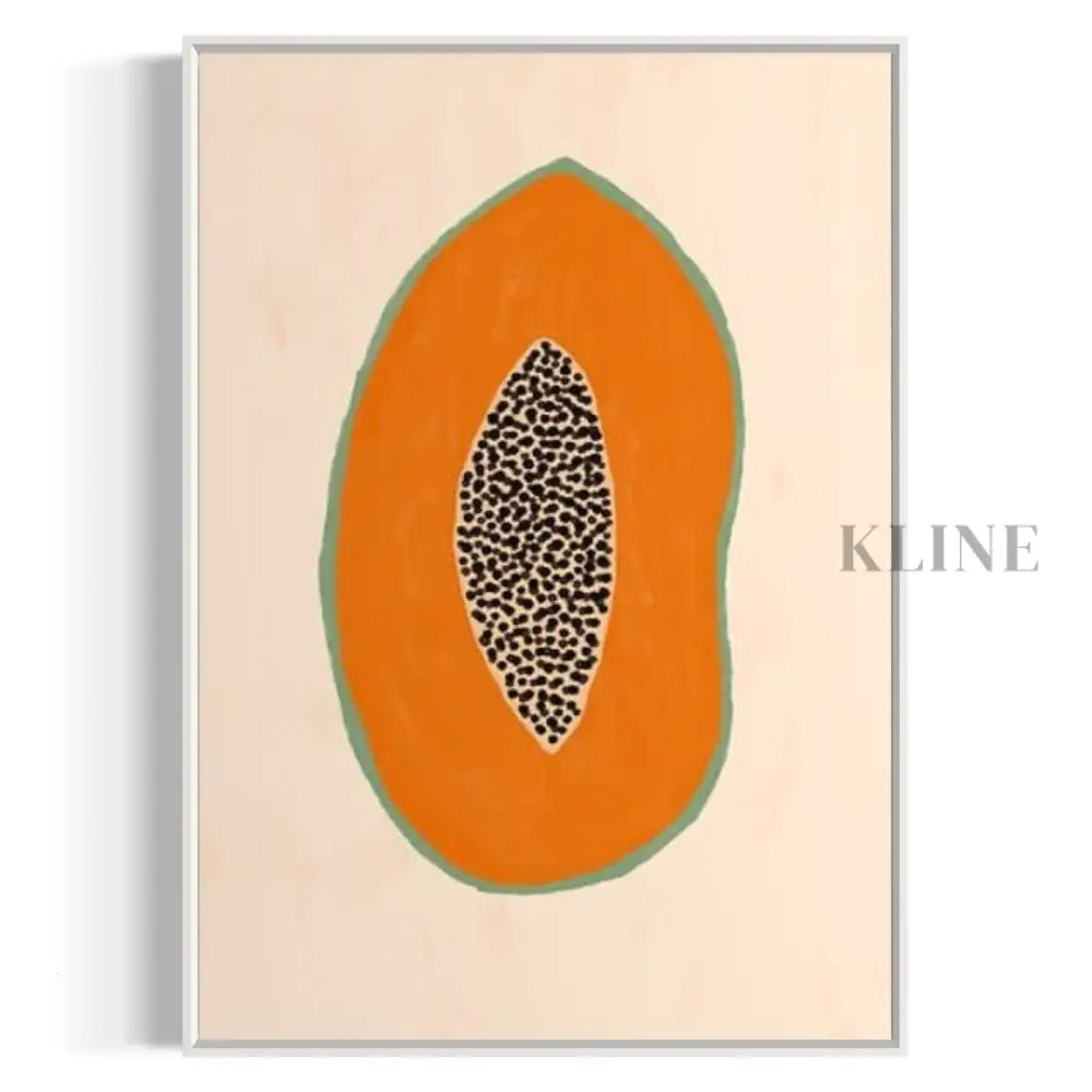 Papaya 2 - Hand Painting Orangefarbene Wandkunst