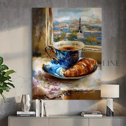 Paris Coffee at the Window - Hand Painting