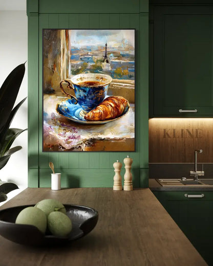 Paris Coffee at the Window - Hand Painting