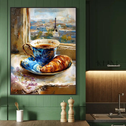 Paris Coffee at the Window - Hand Painting
