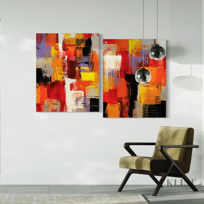 Passionate Vibrance 2 Panel Paintings - Hand Painting