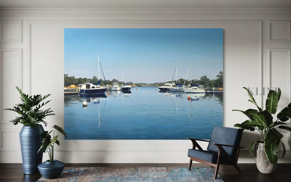 Peaceful Mooring - Hand Painting Art mural horizontal
