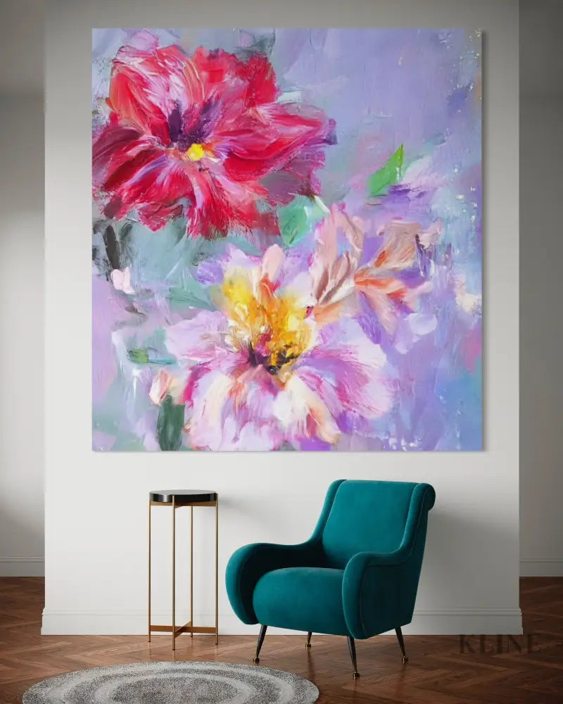 Petal Rhapsody - Hand Painting Purple Wall Art