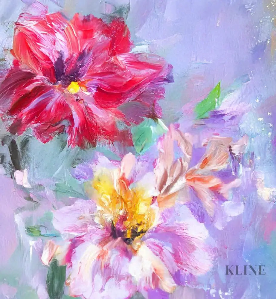 Petal Rhapsody - Hand Painting Purple Wall Art