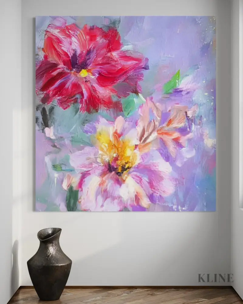 Petal Rhapsody - Hand Painting Purple Wall Art