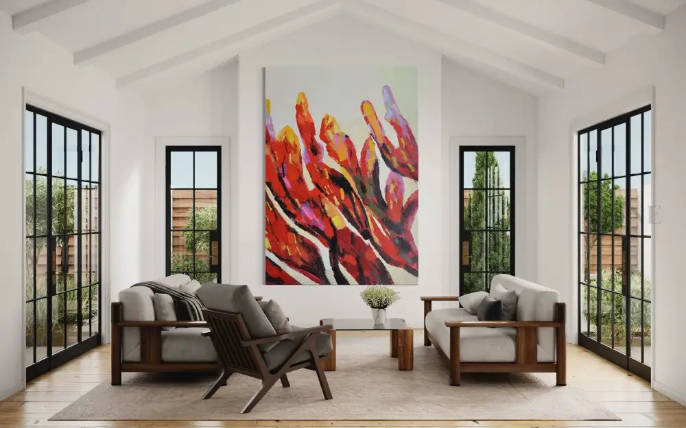 Petals of Flame - Hand Painting Art mural de salon