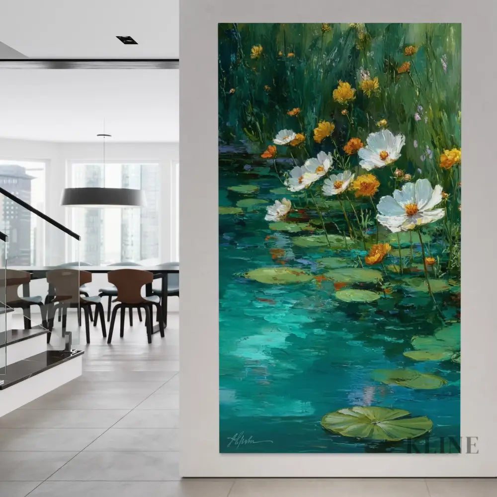 Petals on the Pond - Hand Painting Original Paintings for Sale