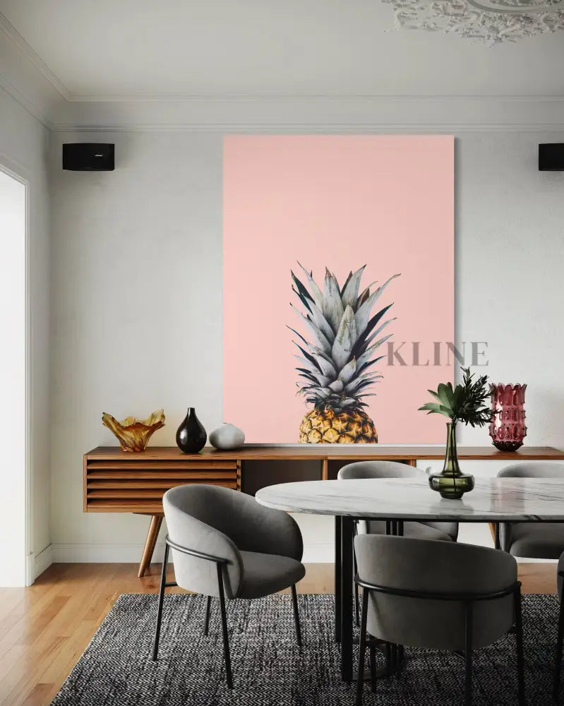 Pineapple on a Pink Background - Hand Painting