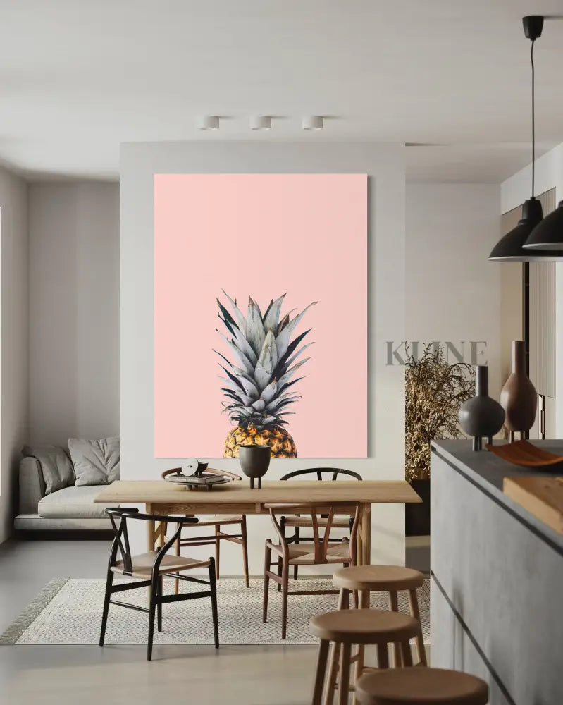 Pineapple on a Pink Background - Hand Painting