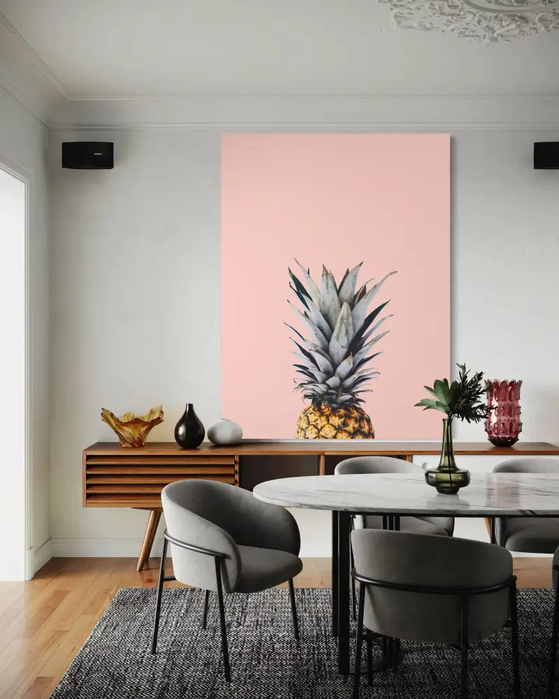 Pineapple on a Pink Background - Hand Painting