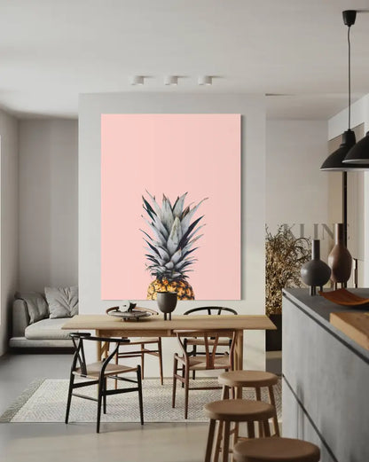 Pineapple on a Pink Background - Hand Painting