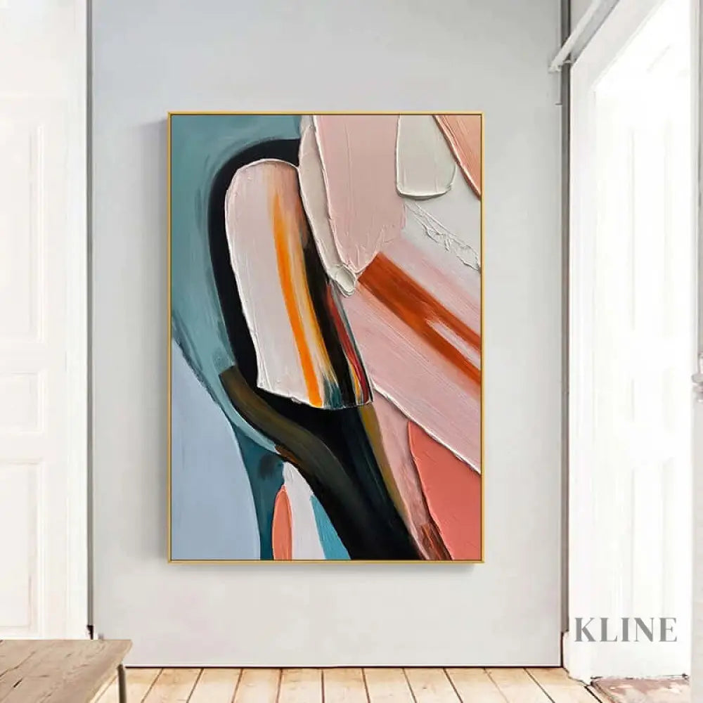 Pink and Blue Multicolor Painting - Hand Painting