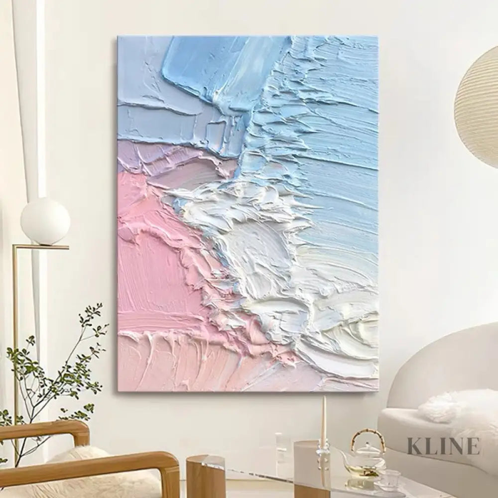Pink and Blue Textured Painting - Hand Painting