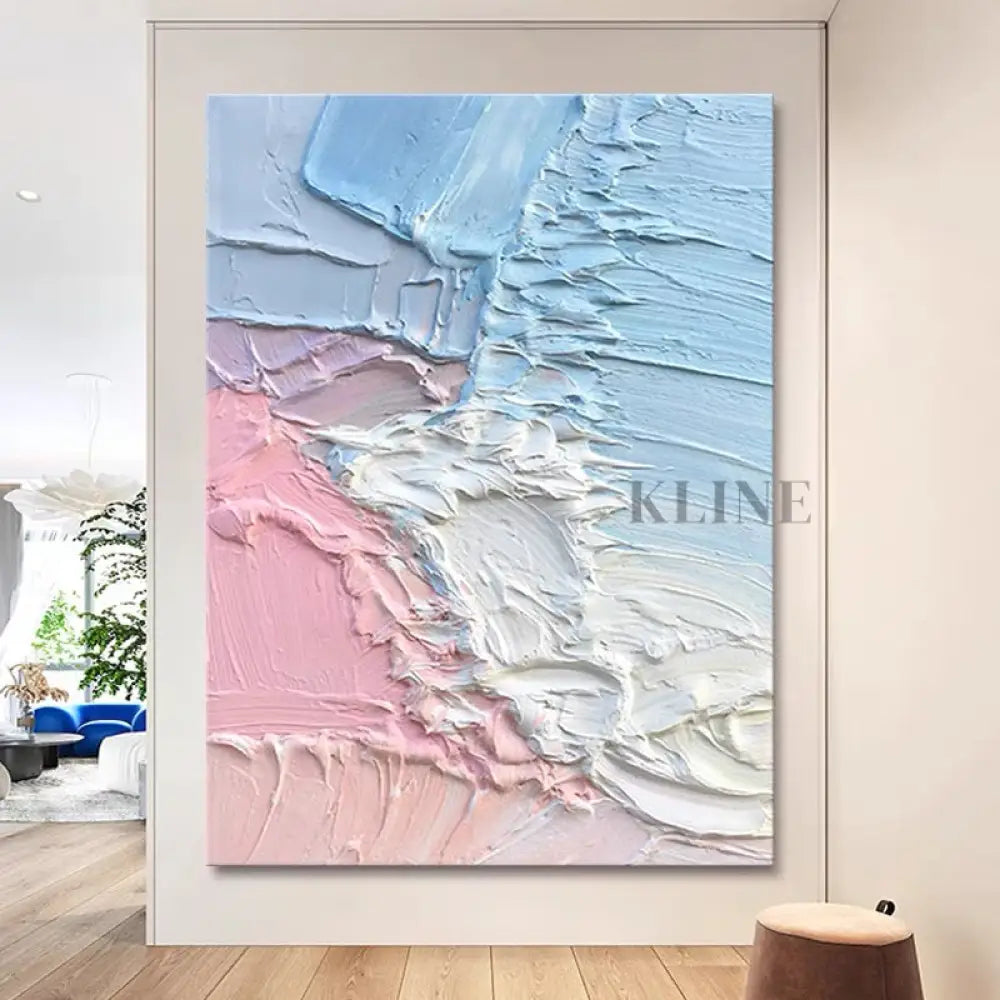 Pink and Blue Textured Painting - Hand Painting