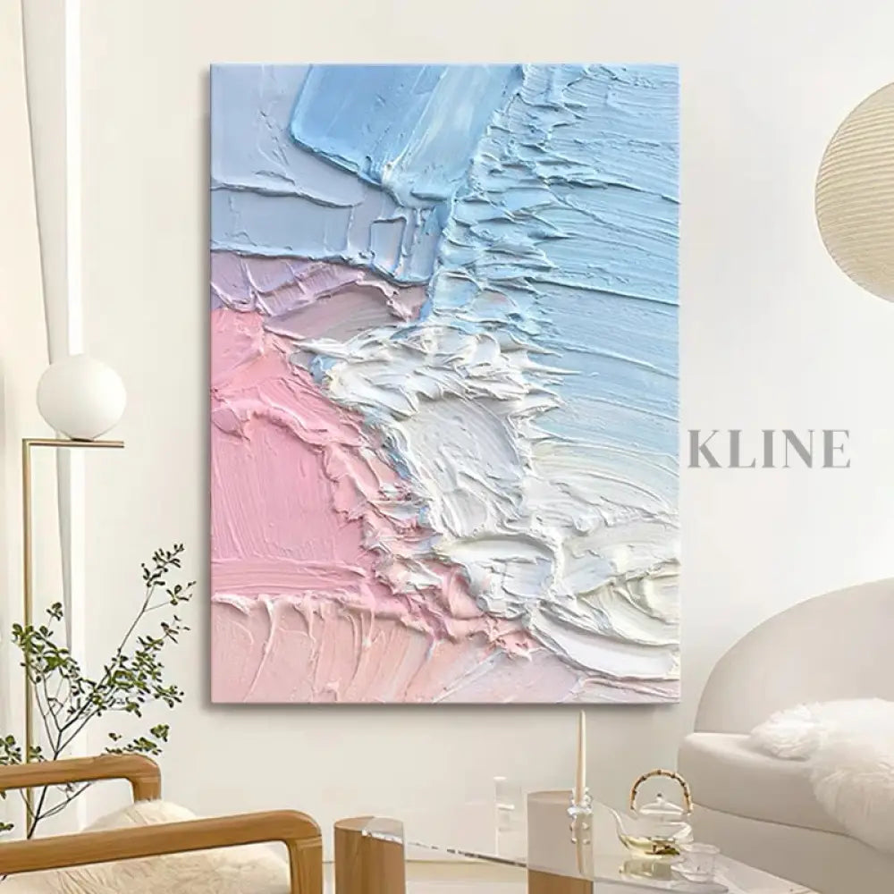 Pink and Blue Textured Painting - Hand Painting