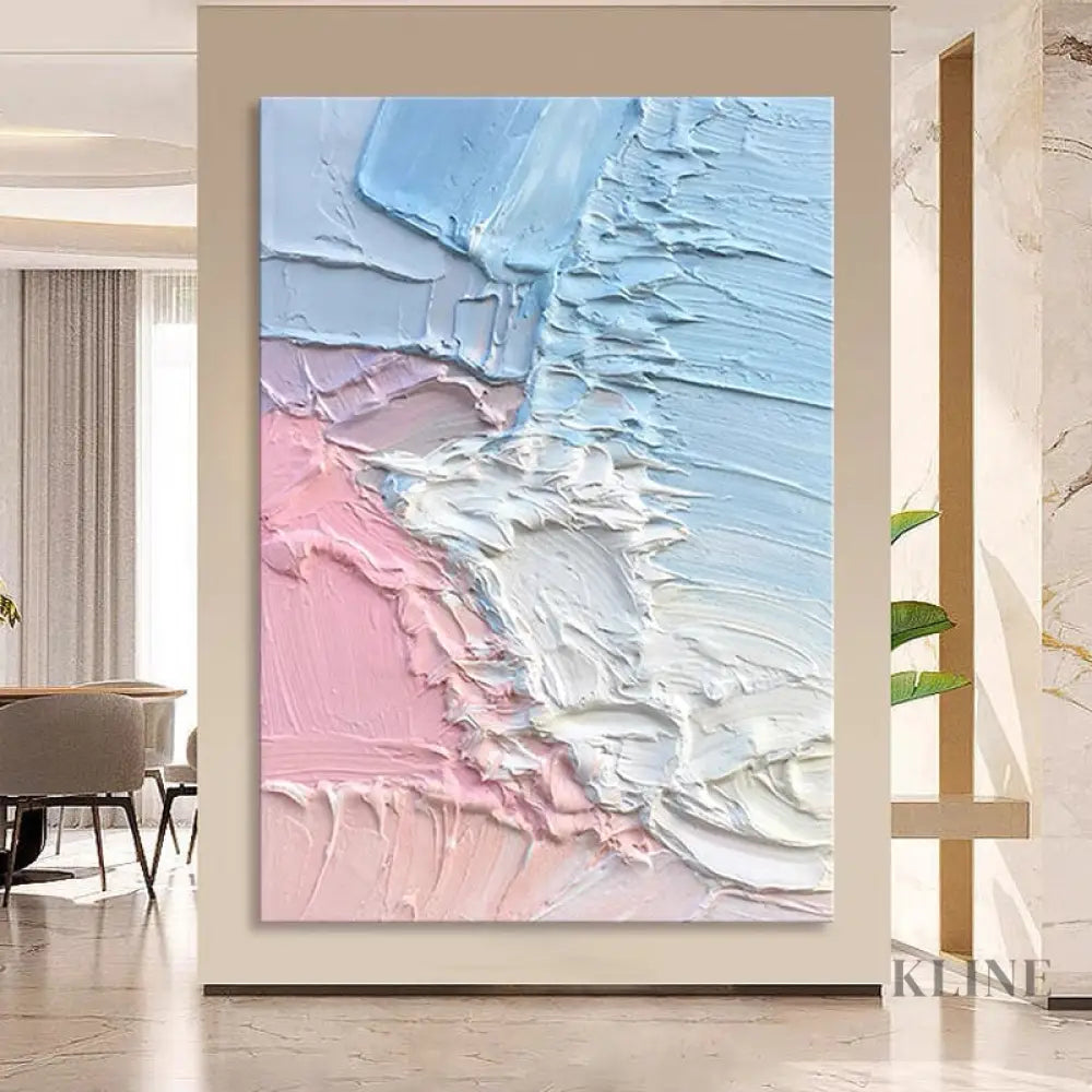Pink and Blue Textured Painting - Hand Painting 