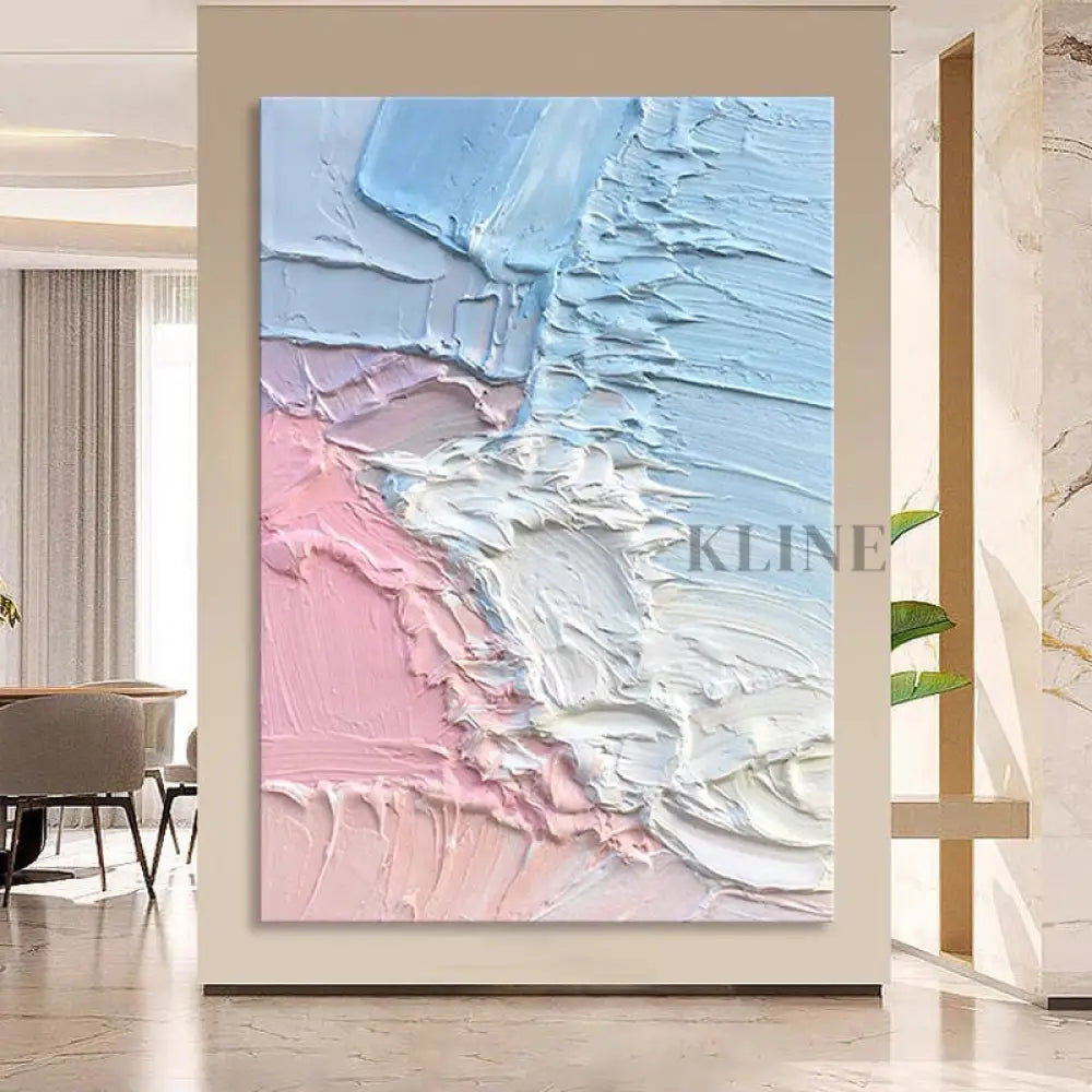 Pink and Blue Textured Painting - Hand Painting