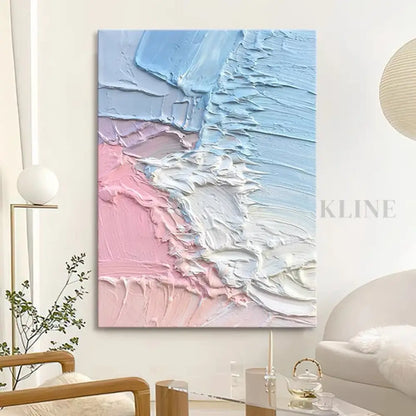 Pink and Blue Textured Painting - Hand Painting