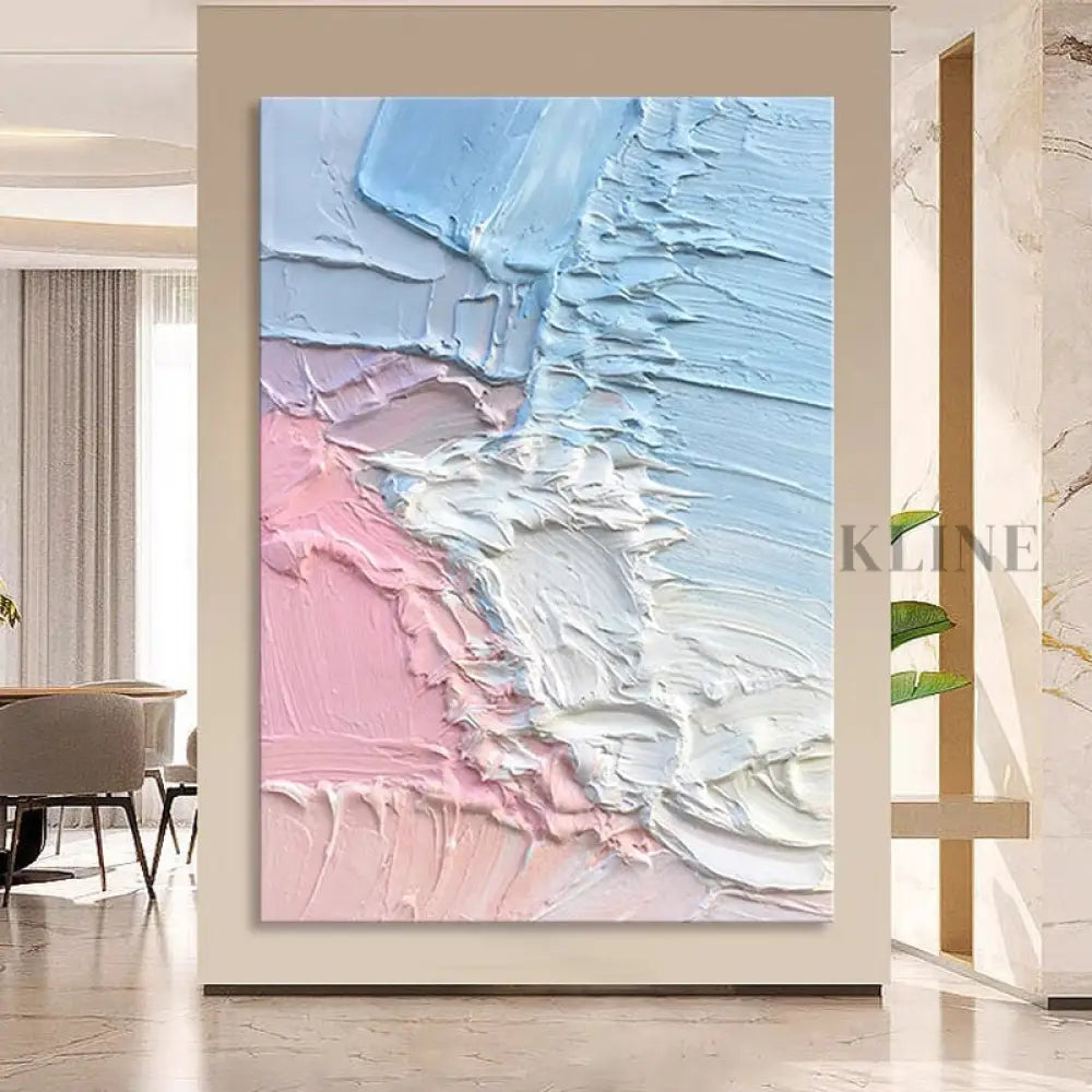 Pink and Blue Textured Painting - Hand Painting 
