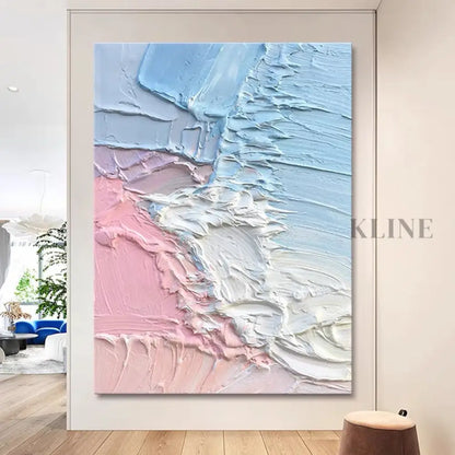 Pink and Blue Textured Painting - Hand Painting