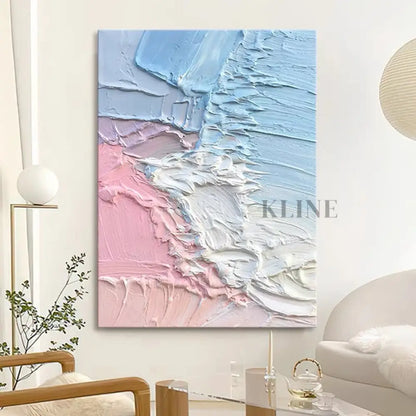 Pink and Blue Textured Painting - Hand Painting