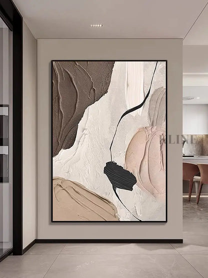 Pink and Brown Flow Textured Painting - Hand Painting