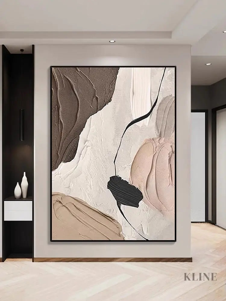 Pink and Brown Flow Textured Painting - Hand Painting