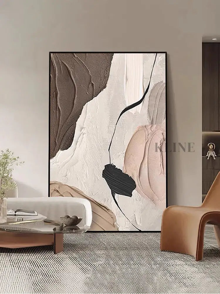 Pink and Brown Flow Textured Painting - Hand Painting Art mural marron